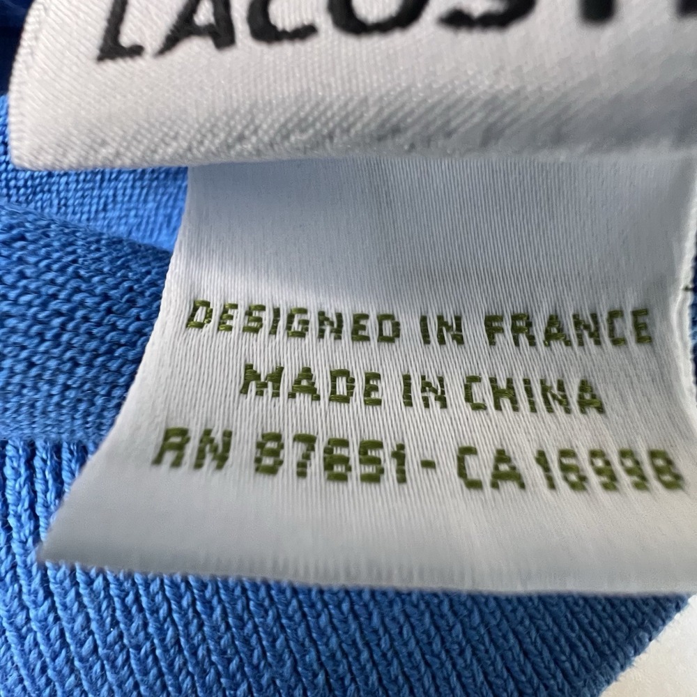 Lacoste Sweater Men's Size 4 (Medium) Blue Cotton V Neck Crocodile Logo Pullover - Picture 6 of 13